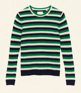 HYERES CASHMERE SWEATER -- VERT CARRINGTON STRIPE