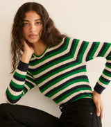 HYERES CASHMERE SWEATER -- VERT CARRINGTON STRIPE